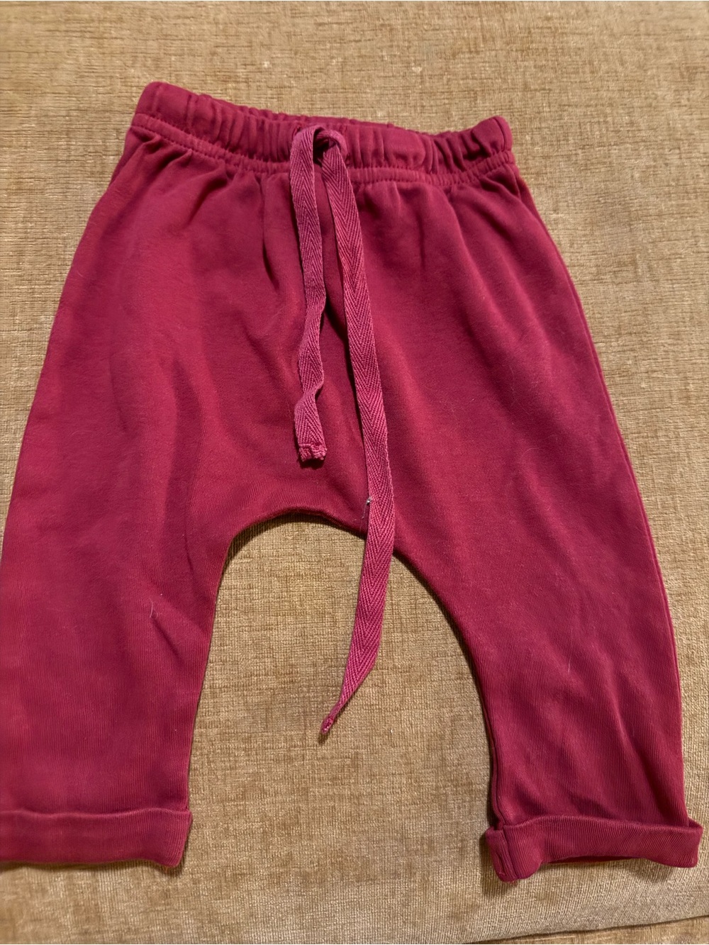 Kids Maroon Jogger Pants with Drawstring Waist